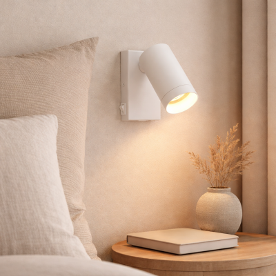 Foco de parede branco moderno, Nadi, com interruptor