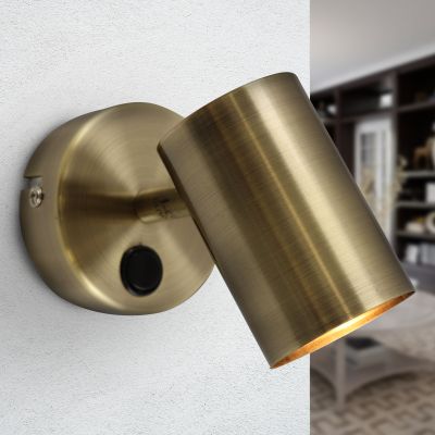 Aplique de parede bronze moderno, Elena, com interruptor