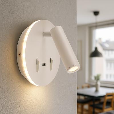 Aplique de parede branco moderno, Alec, 9W, LED 3000K, com interruptor