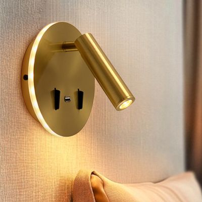 Aplique de parede dourado moderno, Alec, 9W, LED 3000K, com interruptor