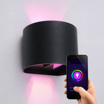 Candeeiro de parede inteligente preto moderno, Dion, 6W, LED RGBW, IP54