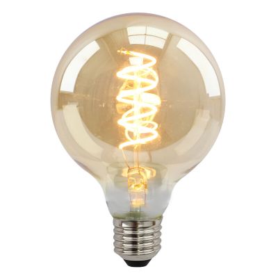 Lâmpada LED E27 Olucia dimerizável, Tuelo, G95, 4W, vidro âmbar, 2200k