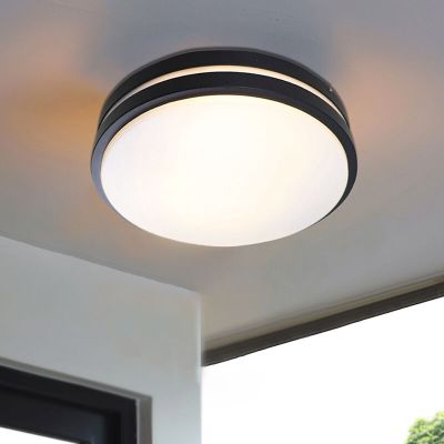 Candeeiro exterior teto com sensor de movimento preto de plástico, James, IP44