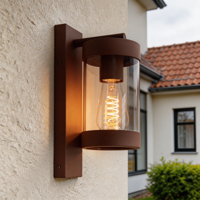 Candeeiro de parede exterior com sensor crepuscular cor de ferrugem moderno, Musa, IP44