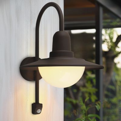 Candeeiro de parede exterior com sensor de movimento cor de ferrugem clássico, Rolin, IP54