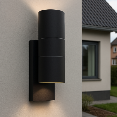 Candeeiro de parede exterior com sensor crepuscular preto moderno, Pedro, IP44