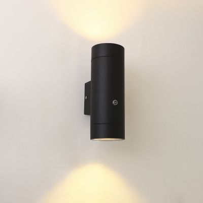 Candeeiro de parede exterior com sensor crepuscular preto moderno, Marcos, IP44