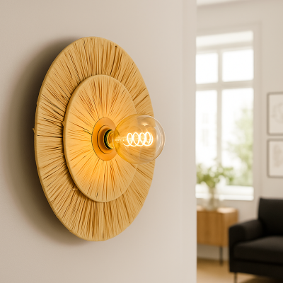 Aplique de parede castanho rústico, Daisy, com interruptor