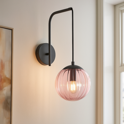 Aplique de parede rosa retrô, Rifka, com interruptor