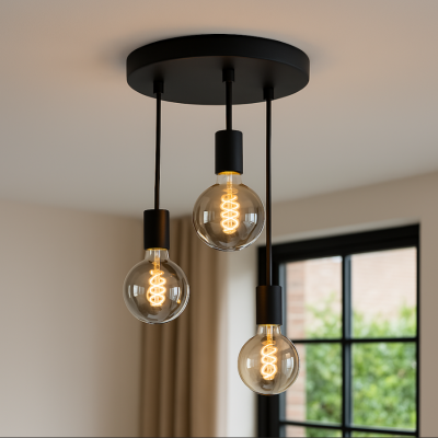 Candeeiro de teto preto de alumínio, Swen