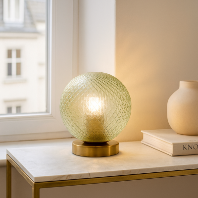 Candeeiro de mesa verde retrô, Johnson, com interruptor