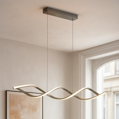 Candeeiro suspenso prateado design, Kuno, 45W, LED 3000K, regulável em 3 níveis