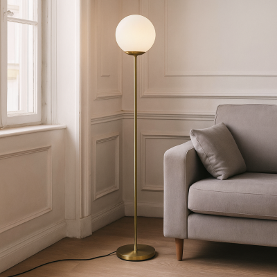 Candeeiro de pé branco design, Dolf, com interruptor
