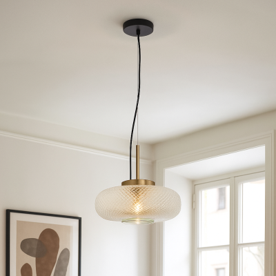 Candeeiro suspenso transparente retrô, Johnson