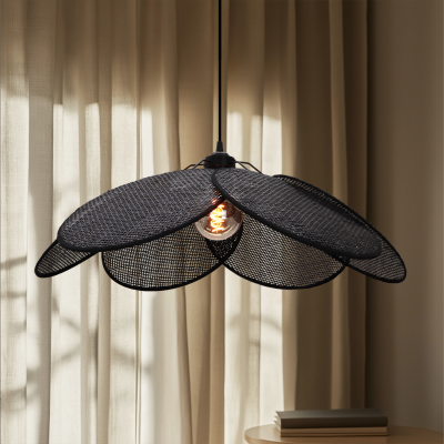 Candeeiro suspenso de rattan preto, Rowen