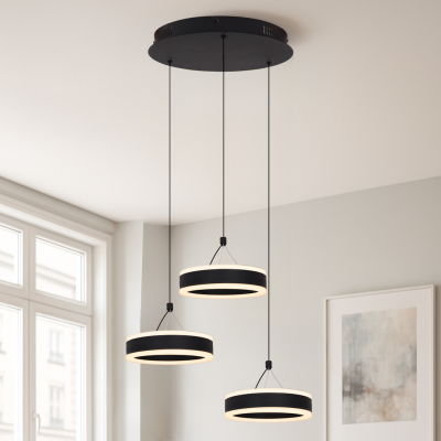 Candeeiro suspenso preto design, Lava, 56W, LED 3000K