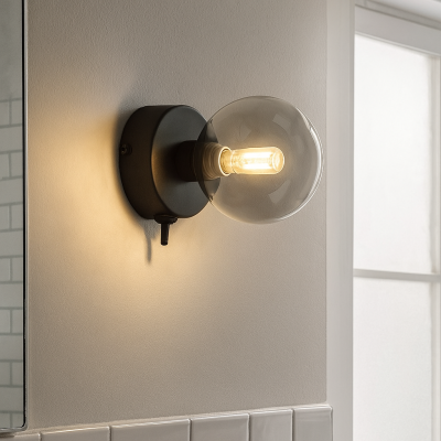 Candeeiro de parede para casa de banho preto moderno, Amer, IP44