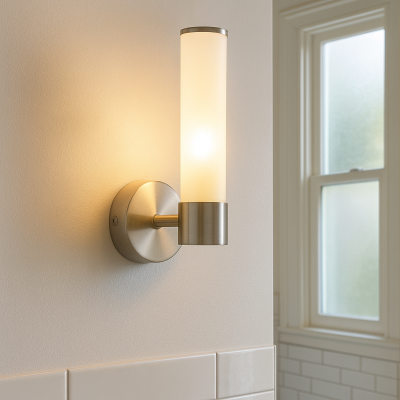 Candeeiro de parede para casa de banho níquel moderno, Callum, IP44