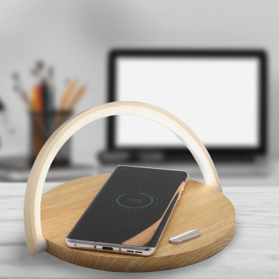 Candeeiro de mesa madeira de plástico, Erhan, 2W, LED 3000K, com interruptor