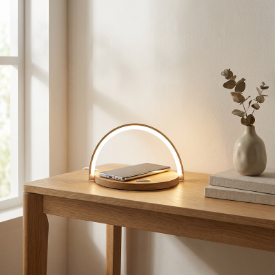 Candeeiro de mesa madeira de plástico, Erhan, 2W, LED 3000K, com interruptor