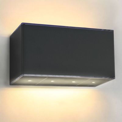 Candeeiro de parede exterior solar preto de plástico, Sunaina, 1W, LED 3000K, IP65