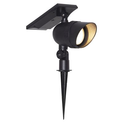Foco de jardim solar preto de alumínio, Ancilla, 0,1W, LED 3000K, IP44