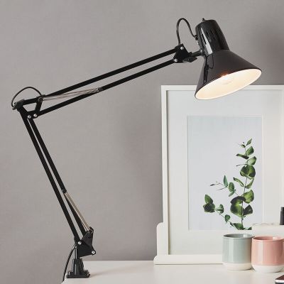 Foco com mola preto de metal, Katharina, com interruptor