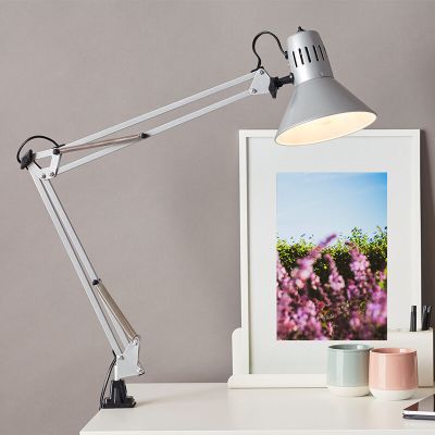 Foco com mola cinzento de metal, Katharina, com interruptor