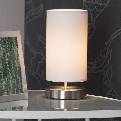 Candeeiro de mesa branco de tecido, Merinde, com interruptor