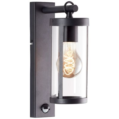 Candeeiro de parede exterior com sensor de movimento preto moderno, Sjoukje, IP44