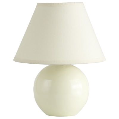 Candeeiro de mesa de cerâmica bege, Pilar, com interruptor