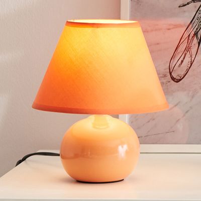 Candeeiro de mesa de cerâmica laranja, Pilar, com interruptor