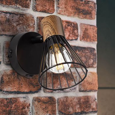 Aplique de parede castanho moderno, Floor, com interruptor