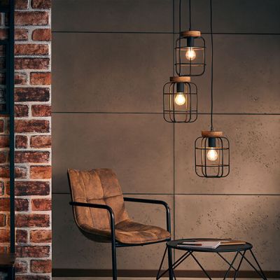 Candeeiro suspenso preto industrial, Taede