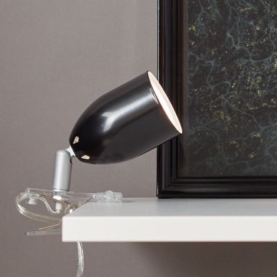 Foco com mola preto de plástico, Keke, com interruptor