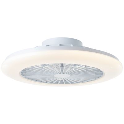 Ventilador de teto moderno branco, Salerno, 40W, LED RGBW, com controle remoto.