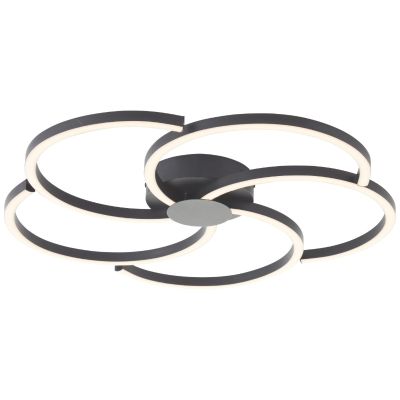 Candeeiro de teto preto design, Somia, 32W, LED 3000K, regulável em 3 níveis