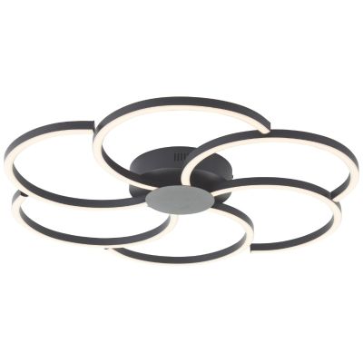 Candeeiro de teto preto design, Somia, 32W, LED ajustável de branco quente a branco frio, com comando à distância