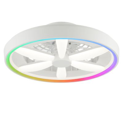 Ventoinha de teto branca de plástico, Roos, 48W, LED RGBW, com comando à distância
