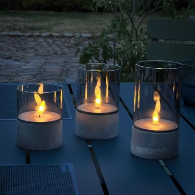 Candeeiro de mesa exterior cinzento de plástico, Volkan, W, LED 3000K, IP44