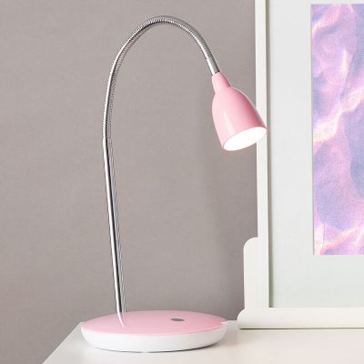 Candeeiro de secretaria rosa de plástico, Kit, 3W, LED 3000K, com interruptor