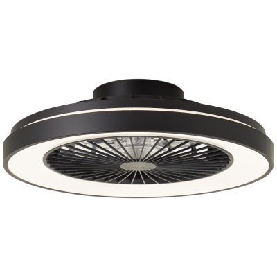 Ventilador de teto moderno preto, Mazzaro, 40W, LED RGBW, com controle remoto.