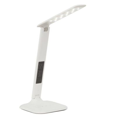 Candeeiro de secretaria branco moderno, Naila, 5W, LED ajustável de branco quente a branco frio, com dimmer tátil