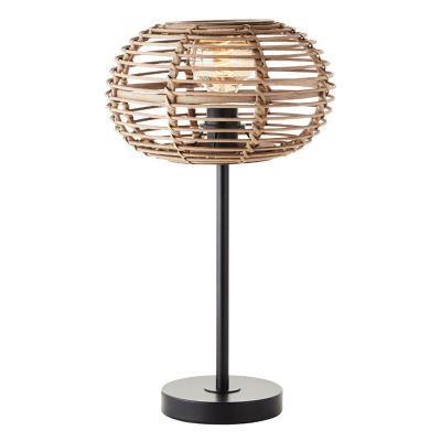 Candeeiro de mesa de rattan castanho, Sevim, com interruptor