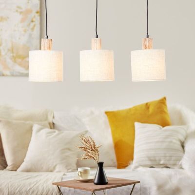 Candeeiro suspenso bege Japandi, Joroes