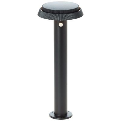 Candeeiro de pé exterior solar preto de metal, Ridvan, 4W, LED 3000K, IP44