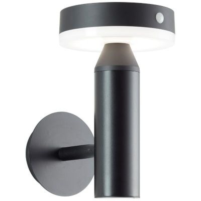 Candeeiro de parede exterior solar preto de metal, Kubilay, 3W, LED 4000K, IP44