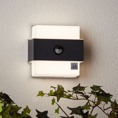 Candeeiro de parede exterior com sensor de movimento antracite moderno, Birol, 7,5W, LED 4000K, IP44