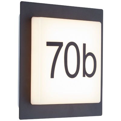 Número de casa iluminado preto de alumínio, Nurcan, 9W, LED 3000K, IP44