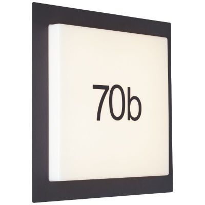 Número de casa iluminado preto de alumínio, Nurcan, 15W, LED 3000K, IP44